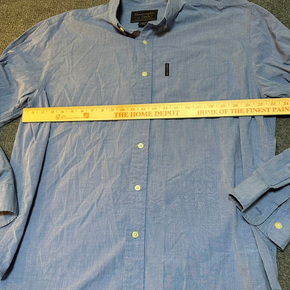 Abercrombie & Fitch Mens Large Blue Cotton Long Sleeve Button Down Shirt Pocket - Picture 4 of 6